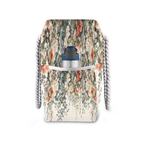 Wildflower Beach Bag with Top Zipper Closure, Waterproof Pool Bag, Large Beach Tote for Women#5443