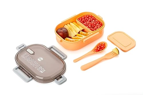 Image of Stainless Steel Lunch Box | Steel Tiffin Box for School & Office, Kids | Leak-Proof | Light Weight | Easy to Clean & Carry | Durable | 800 ml | Peach