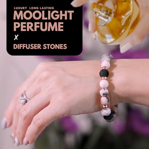 Image of 5 Senses Co. Luxury Celestial Bracelet Gift Set Combo for Women | For Mother, Sister, Friend, Girlfriend, Birthday | Mothers Day Gift | Couple Gifts | Certified Natural Stone Crystal Bracelet with Metallic Charm & Long Lasting Luxurious Moonlight Perfume