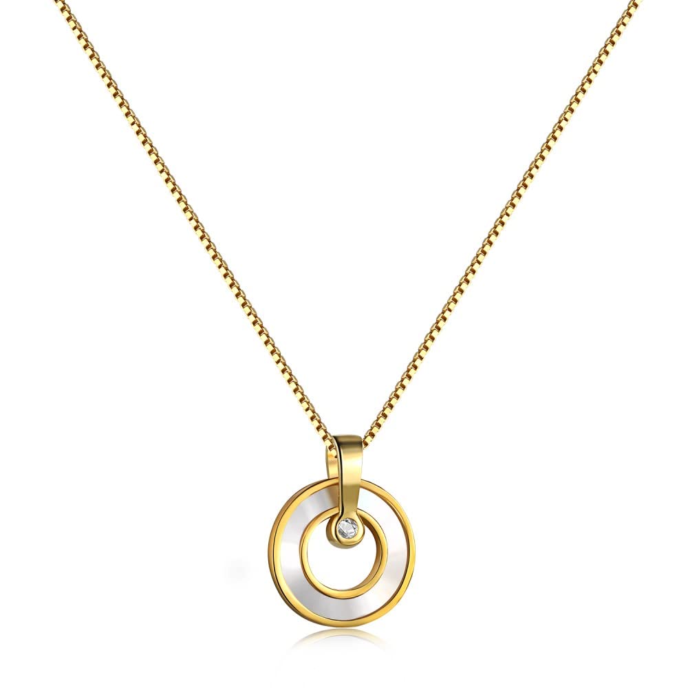 MISS JO92.5 Sterling Silver Double Nested Circular Pendant, Gold Necklace for Women, Classics Collection, Gift for Girls, BIS Hallmarked