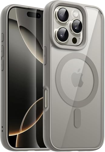 Image of DIZORO Compatible with iPhone 16 Pro Case, Compatible with MagSafe, Non-Yellowing Military-Grade Drop Protection Hard PC Back Cover Slim Transparent Anti-Scratch Shockproof Phone Case - Titanium