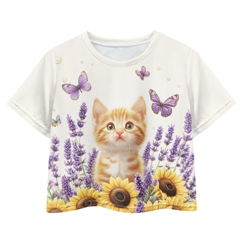 Image of Kids Crop Top Short Sleeve T-Shirts for Girls Size 5-14