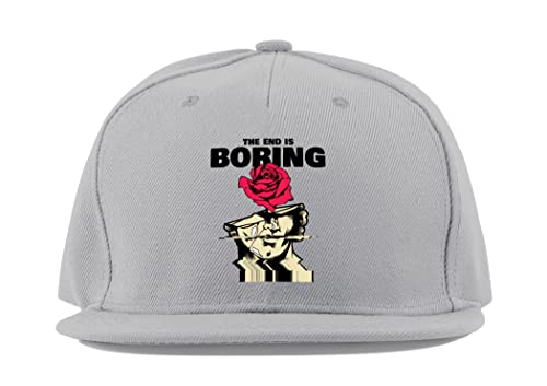 Casquette de baseball grise en coton uni The End is Boring visière plate taille unique