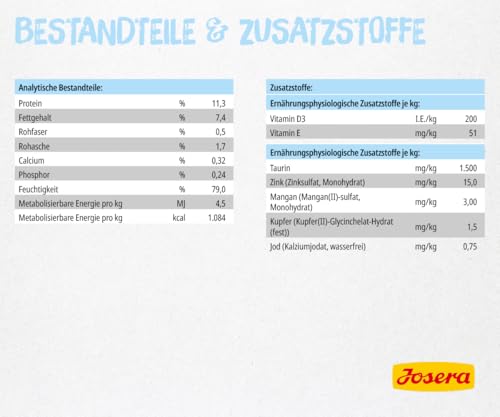 JOSERA Nassfutter Kitten Duck (12 x 85 g) | Kitten | Premium Katzenfutter nass für wachsende Katzen | Ente & Kartoffel | mit Lachsöl | getreidefrei | Anti-Haarballen | Alleinfutter | 12er Pack