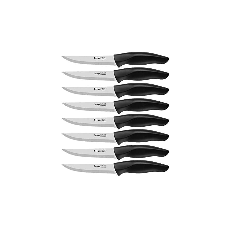 Steak-Knives-Steak-Knife-Set-of-8-Serrated-Steak-Knife-Stainless-Steel-Steak-Knives-with-Gift-Box-Dinner-Knives-Black Slege Steak Knives Set of 8, Serrated Stainless Steel Knives with Gift Box, Dishwasher Safe - Classic Black