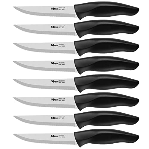 Slege Steak Knives Set of 8, Serrated Stainless Steel Knives with Gift