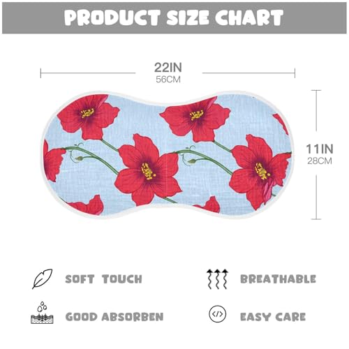 Flowers Red Blue Elegant Burp Cloths for Babies Burp Rag Cotton Spit Up Rag for Babies Newborn4