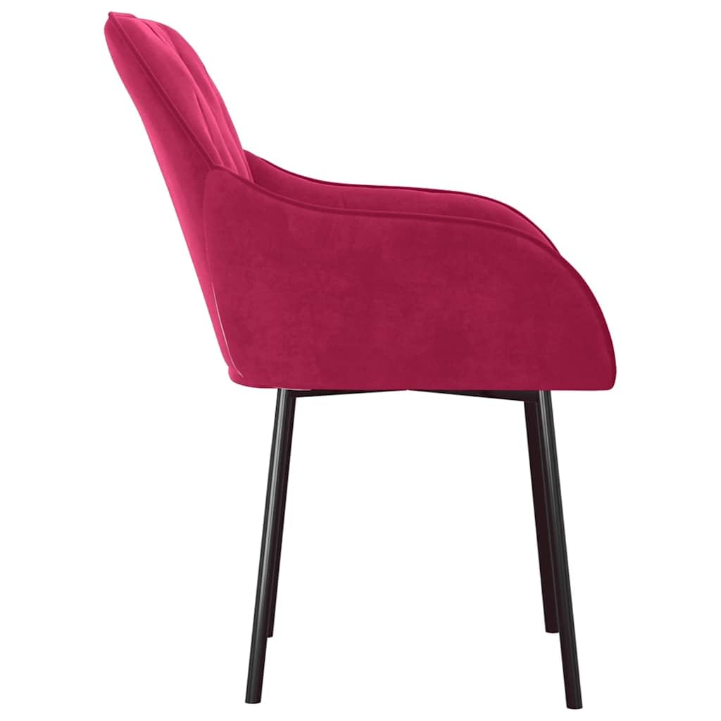 HOMCOM Sedie da pranzo Set di 2 nordiche sedia velluto imbittite senza braccioli con schienale curvo gambe per sala da pranzo moderne rossa scura