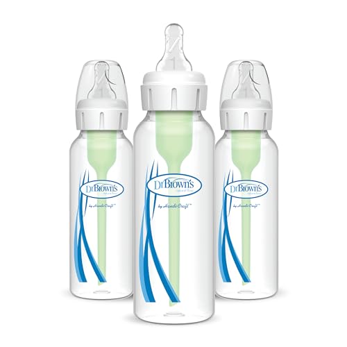 Dr. Brown's Anti-Colic Options+ Narrow Baby Bottle, 8oz/250ml, with Level 1 Slow Flow Teat, 3-Pack