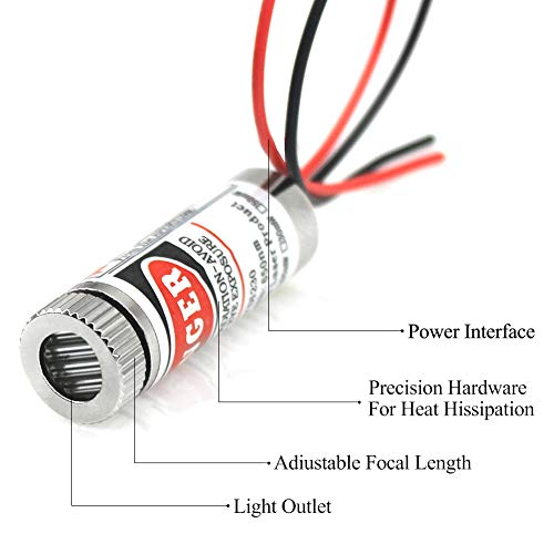 WayinTop 2pcs 650nm Laser Head Adjustable Focus Lens Laser Red Line Diode Module 3-5V with Driver Plastic Lens for Sight Positioning Sighting Telescope - Thumbnail 6