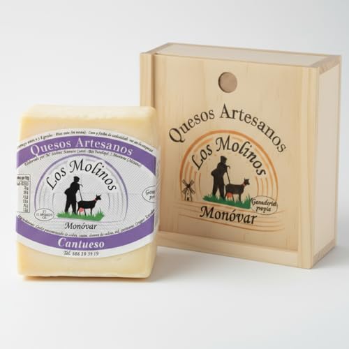 Queso Artesano Cantueso 100% de Leche de Cabra | Queso Gourmet Elaboración Tradicional y Casera con Ganadería Propia | Sabor Único y Natural | Pack Premium Caja de Madera