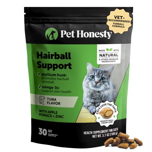 Image of Cat Hairball Remedy Treats - Dual Texture Crunchy Creamy Hairball Treatment for Cats, Furball Relief Control Supplement with Fiber, Fish Oil for Indoor Cats Skin Coat Digestion (Tuna, 30-Day Supply)