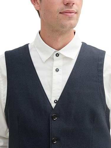 TOM TAILOR Herren Dobby Anzugsweste mit Stretch-Anteil, 36780 - Navy Blue Structure, 52 – Ansicht 5