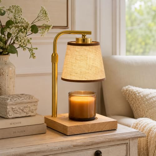 Remowith Dimmable Candle Warmer Lamp with Timer, Light Gold Table Lamp