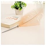 Egurs Plume Stylo à bille 40 cm de long Plume d'autruche Calligraphie Stylo Signature Décoration pour Mariage Papier à lettres Cadeau Viande Rose