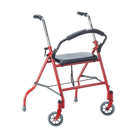 Drive Medical Two Wheeled Walker with Seat, Red