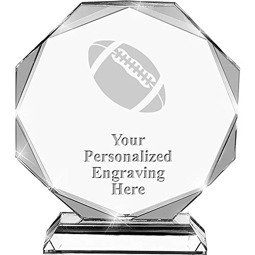 Football Crystal Awards, 6.75" Custom Football Award with Engraving Included Prime