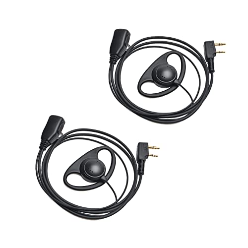 YNIBST ケンウッド対応 BAOFENG用 インカムイヤホン マイク付き 2個セット 耳掛け式 耳を塞がず 片耳 有線 ?型2プラグ UBZ-LS20 UBZ-LP20 UTB-10 UV-5R用