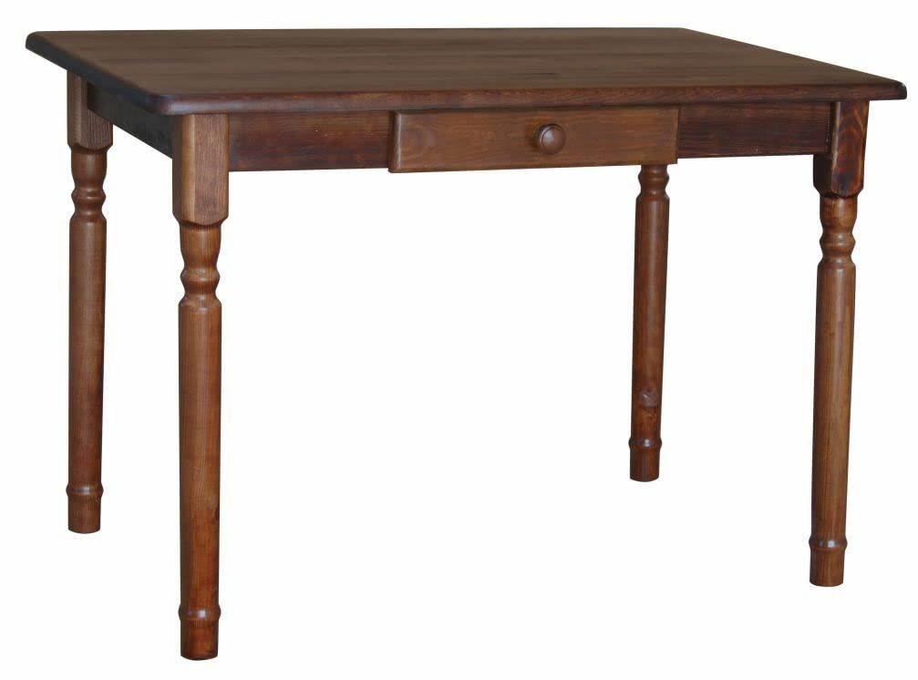 k koma Table à manger en bois - Table de cuisine - Tiroir - Table en pin massif - Table de restaurant - Noix (70 x 70 cm)