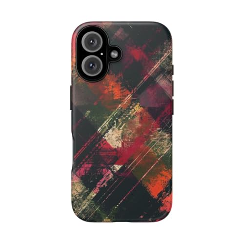 Motif grunge abstrait sur cette coque iPhone 16 bordeaux pour vos sorties urbaines