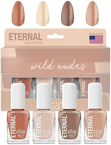 Eternal Nude Nail Polish Set for Women (WILD NUDES) - 13.5ML 4 pc Brown Nail Polish Set for Girls | Long Lasting & Quick Dry Nail Polish Kit for Home DIY Manicure & Pedicure | Made in USA