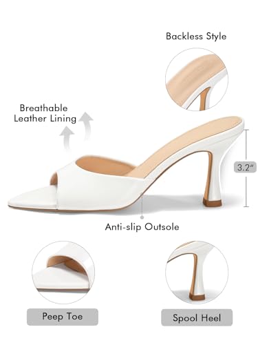 Image of Coutgo Womens Heeled Mules Pointed Peep Toe High Heels Slip On Backless Mule Sandals Dress Shoes