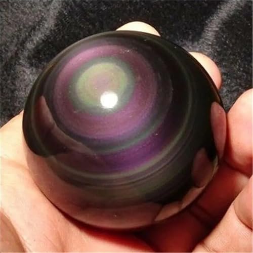 Obsidienne noire arc-en-ciel en sphère de méditation 50mm