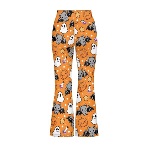 Image of Girls Leggings Floral Print High-Waisted Flared Pants 5-14 Years