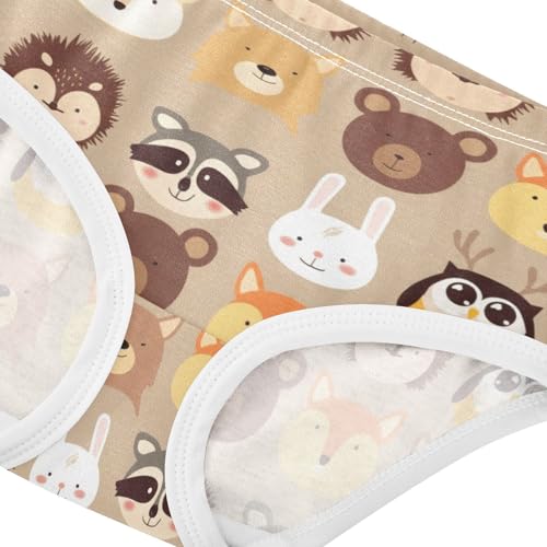 Cotton Girls Underwear Toddler Cute Woodland Animal Faces Little Girl Panties Florals Briefs Undies Kids 2t4