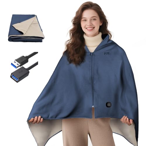 PJE Heated Shawl,Portable Throw Electric Blanket USB 3 Heat Settings Shawl for Office Sofa...
