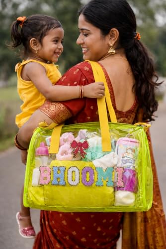 Image of AICA Personalized Name Embroidered Letters & Patch Duffle Bag for Kids Boys & Girls Age 1-18 Years Age Group (Yellow) | Gift for Boys Girls Kids