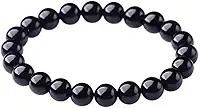 Pulseira Turmalina Negra 8mm Pedra Natural Proteção Unissex