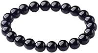 Pulseira Turmalina Negra 8mm Pedra Natural Proteção Unissex