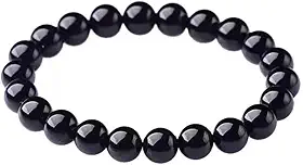 Pulseira Turmalina Negra 8mm Pedra Natural Proteção Unissex