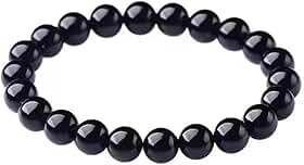 Pulseira Turmalina Negra 8mm Pedra Natural Proteção Unissex