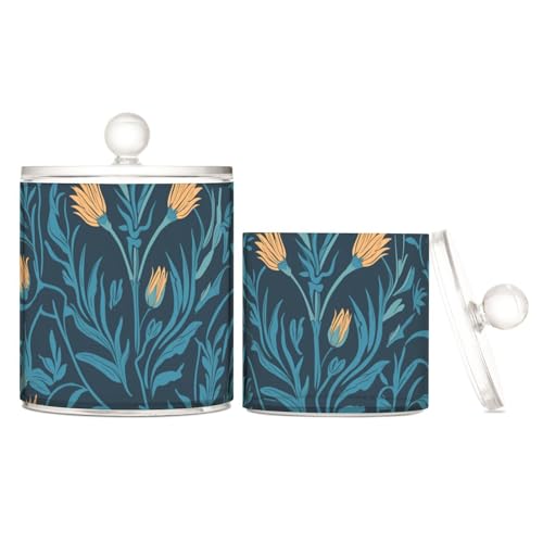 tplaotee Vintage Floral Blue Black Clear Plastic storage container with