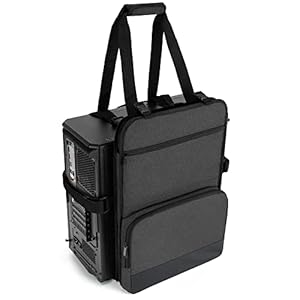 Trunab PC transporttasche，PC Tower Tragetasche mit Griff und Taschen für Tastatur, Kabel, Computerzubehör, Ideal für Unterwegs, Schwarz