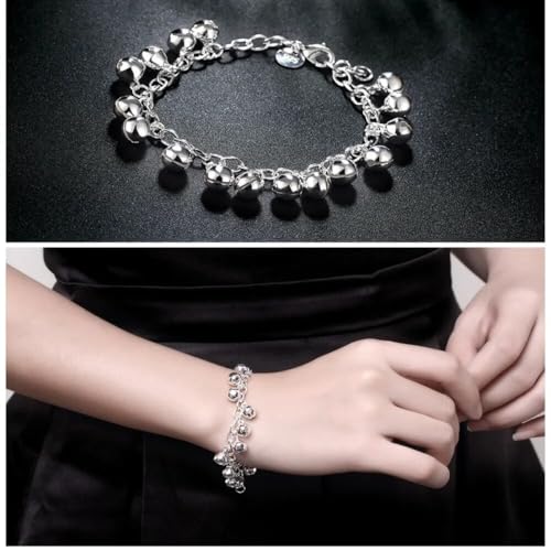 OSIRIDEH2 Bell Bracelet 925 Sterling Silver Bells Sounds Bead Chain Bracelet for Women Wedding Engagement Party Jewelry Jingling Bracelets3