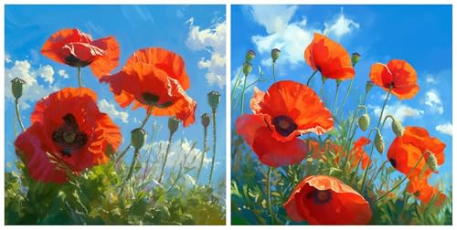Peinture diamant fleurs rouges 5D pour réduire le stress et décorer de grands murs nus