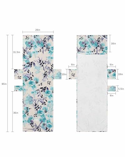 Blue Spring Floral Beach Lounge Chair Towel Cover, Soft Chaise Lounge Towel with Side Pockets Patio Pool Chairs Cover for Beach/Pool Sunbathing 29x85 Summer Botanical Watercolor Rustic
