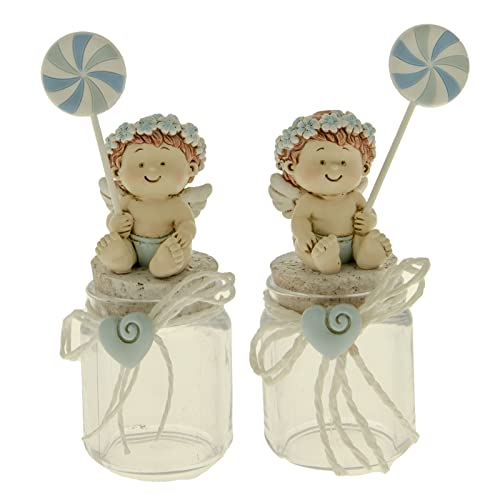 Ingrosso e Risparmio Tarros de cristal lindos angelitos con coronas de flores Pañal y molinillo celestial - Confettate Nacimiento Masculino
