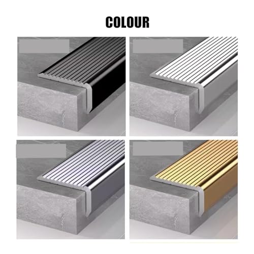 Protector de borde de escalera negro de aluminio de 90 cm con perfil angular angular 7