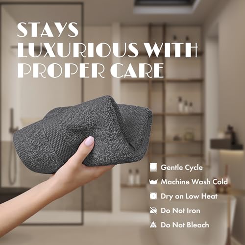 Image of White Classic Dark Gray Washcloths Set for Body and Face Towel, Cotton Wash Cloths Bulk 12 Pack, Spa Fingertip Wash Clothes 12x12 Inch, Soft Absorbent Gym Towels