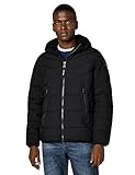 Calvin Klein Men's Winter Coat - Puffer Stretch Jacket With Sherpa Hood, Ebony, Medium