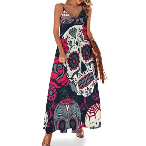 Robe longue crâne fleuri sans manches : la tenue idéale pour la plage