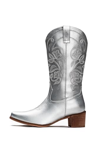 Image of IUV Cowboy Boots For Women Pointy Toe Women's Western Boots Cowgirl Boots Mid Calf Boots