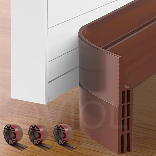 Image of OVIOL Door Bottom Sealing Strip Self-Adhesive Under Gap Filler Rubber Dust Stopper for Home Door Gap Sealing Strip Cockroach Insects Bugs Draft Stopper Waterproof (1 MTR Pack of 3, Brown)