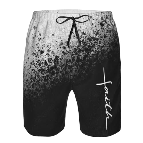 Faith Cross Script Christian Jesus Mens Swim Trunks Board Shorts Quick Dry Summer Swimsuit Beach Shorts with Pockets2