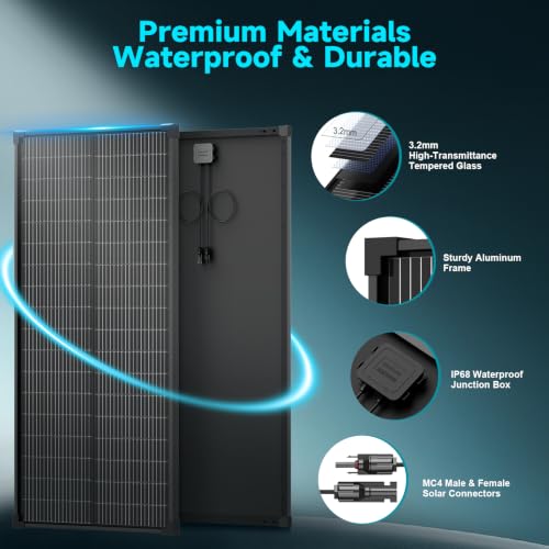 400W 4Pack 100W Solar Panels 25% High Efficiency N‑Type 18BB Off‑Grid Black - Image 3