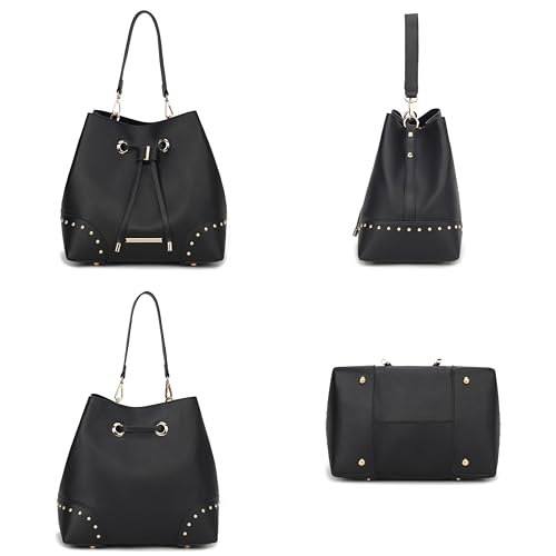 Image of MKF Collection Women's Bucket Bag With Wristlet Wallet, Vegan Leather Hobo Bag Handbag Set Crossbody Bag by Mia K